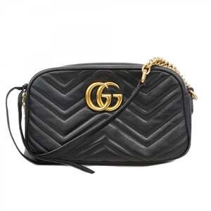 Gucci GG Marmont Shoulder Bag 447632 Leather Black Women's